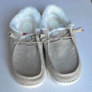 New without tag Hey Dude Beige Slip-On Shoes with Plush White Lining